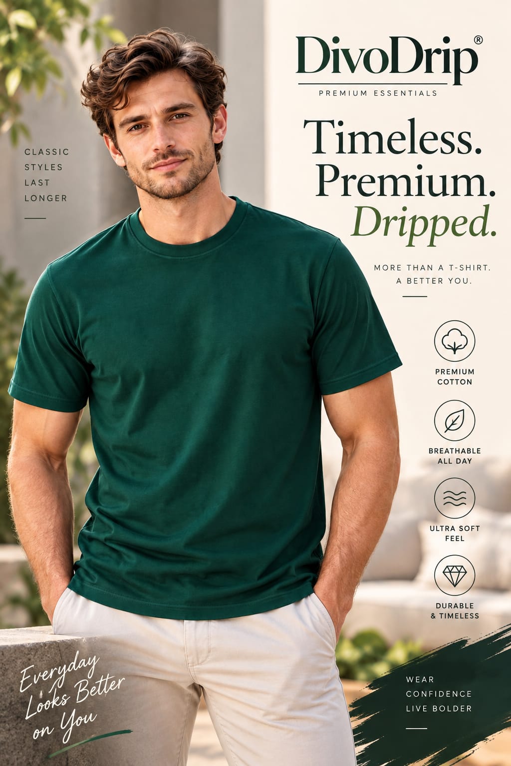 Round Neck T-Shirt (Bottle Green)