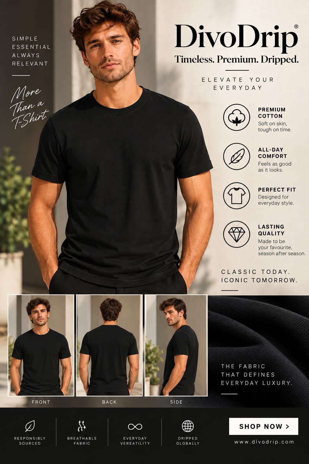 Round Neck T-Shirt (Black)
